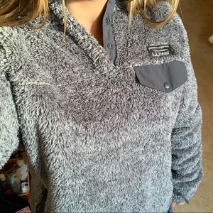 LL BEAN warm furry ositio fleece 1/4 snap pullover